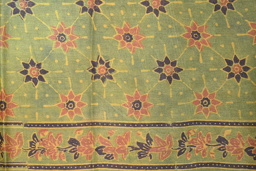 Olive Green Pure Tussar Saree