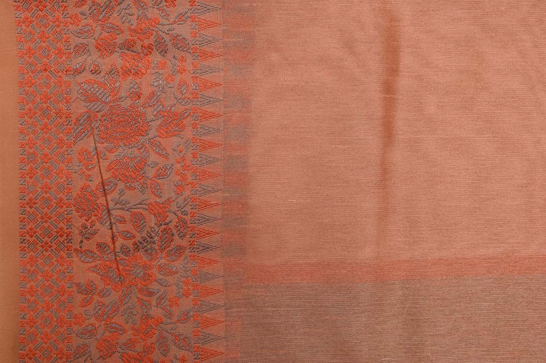 Peach Brown Chanderi Cotton Saree
