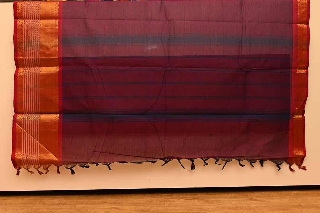 Deep Maroon Chettinad Cotton Saree