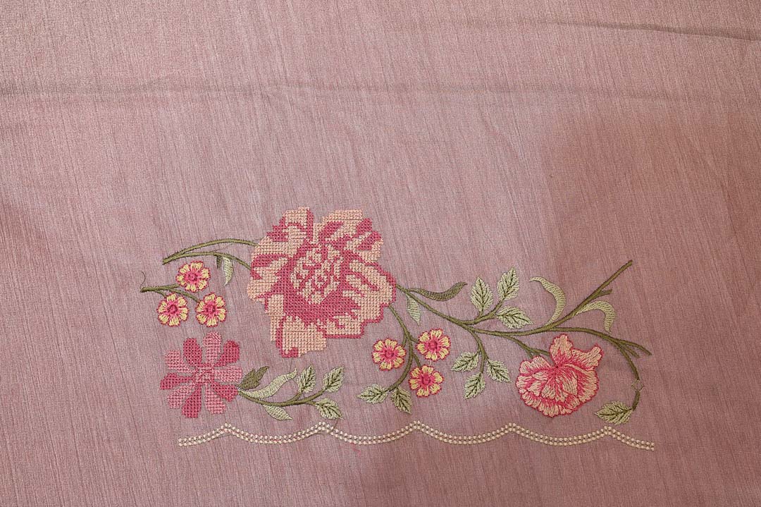 Mocha Brown Floral Fancy Saree