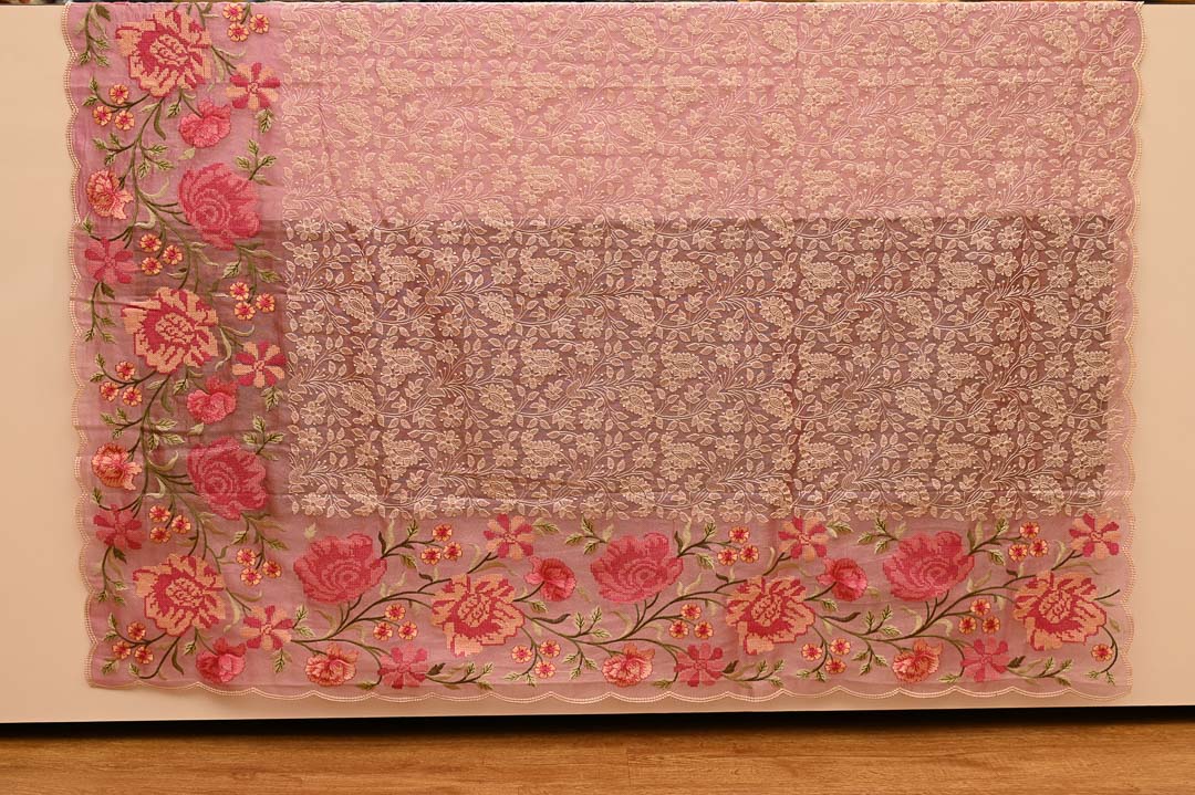 Berry Pink Floral Fancy Saree