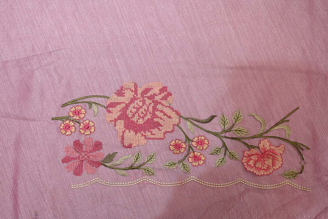 Berry Pink Floral Fancy Saree