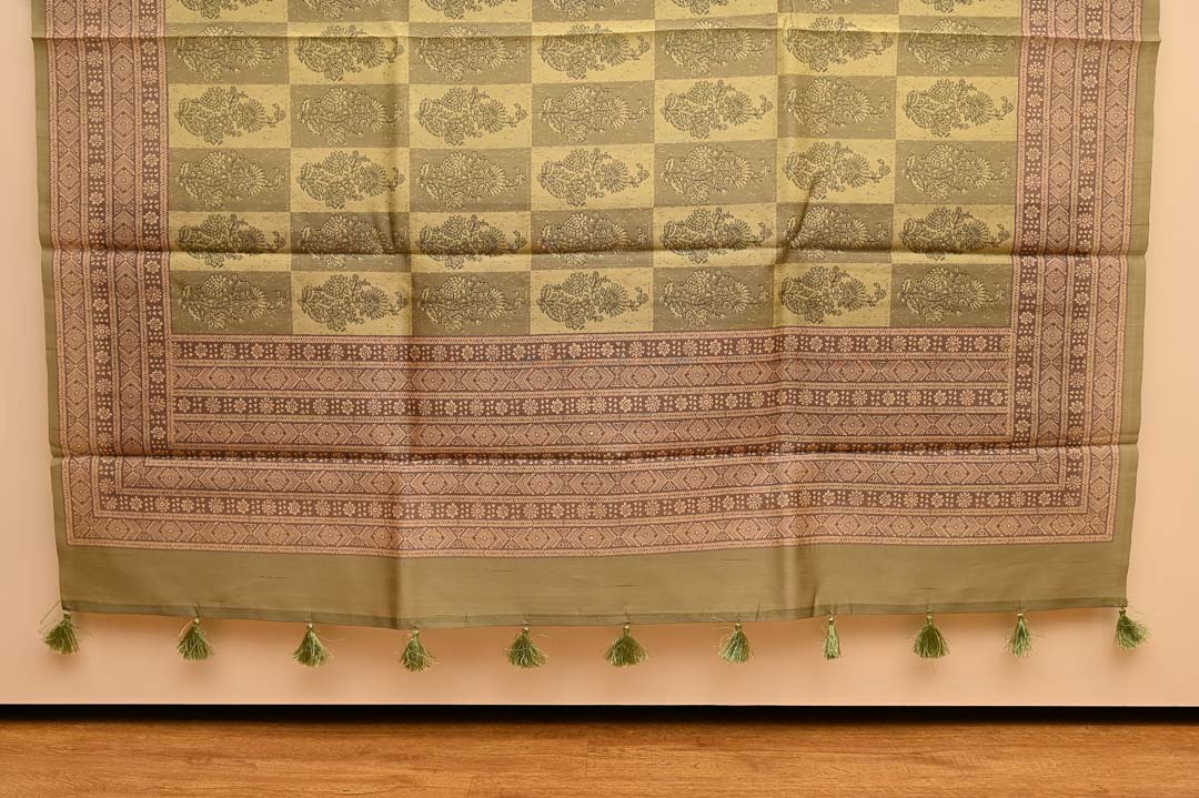 Olive Green Semi Tussar Saree