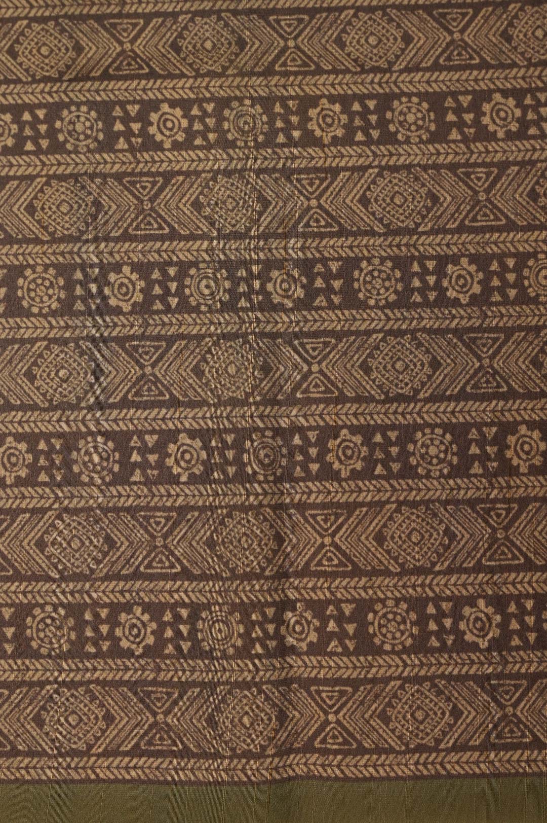 Olive Green Semi Tussar Saree