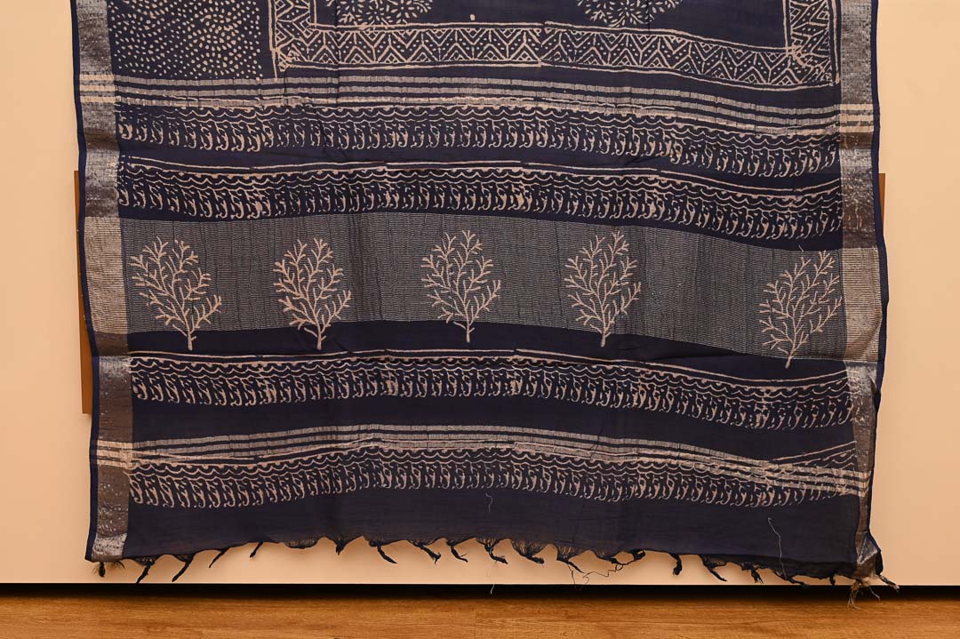 Jet Black Linen Saree