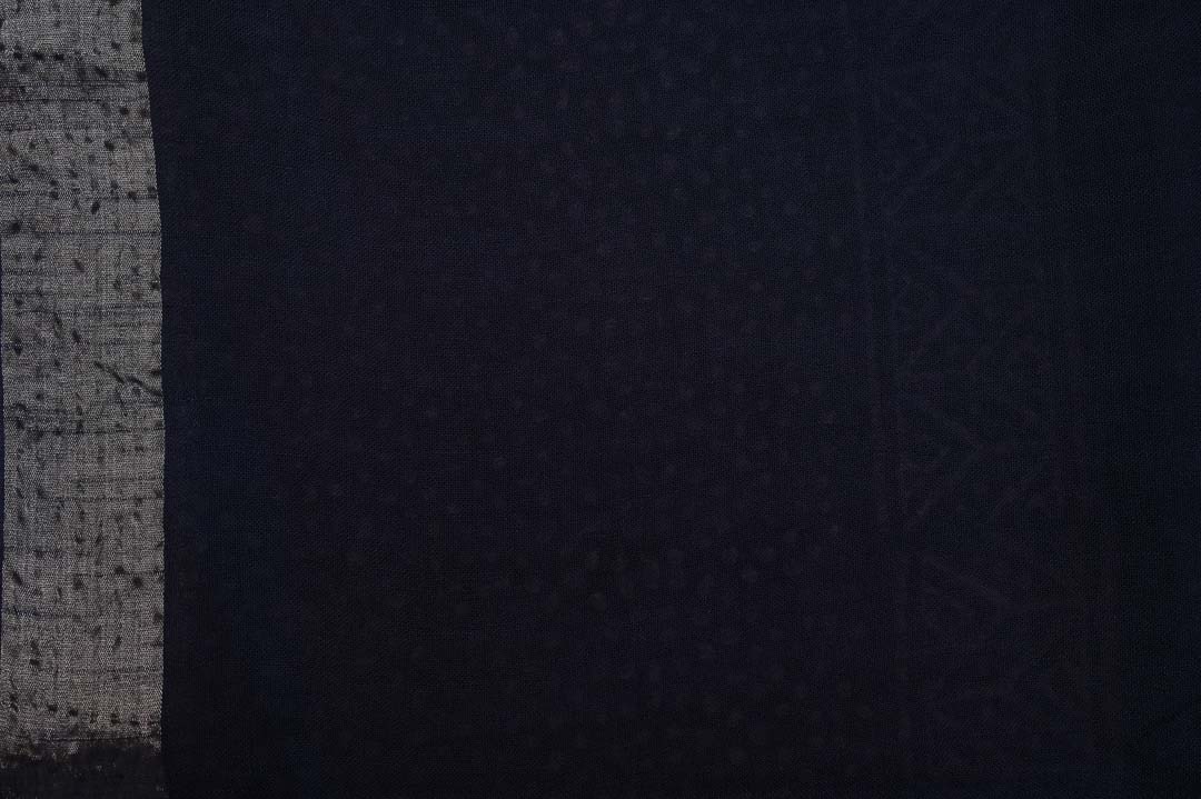 Jet Black Linen Saree