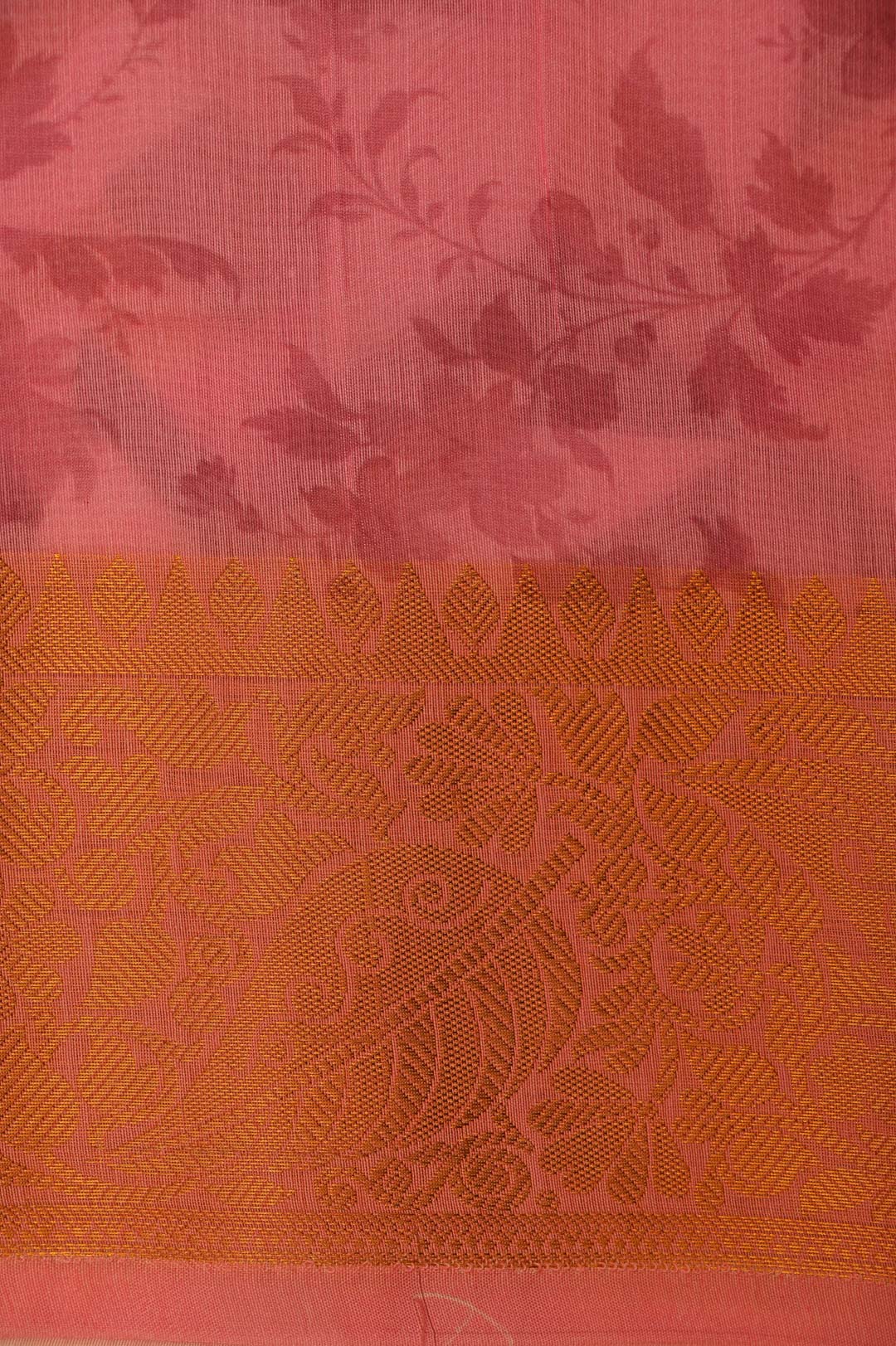 Lite Brown Design Chanderi Cotton Sarees-DDA049 (3) Blush Peach Chanderi Cotton Saree