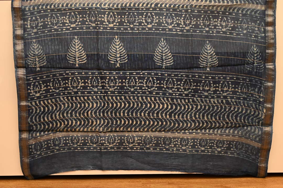 Ink Blue Maheshwari Art Silk Saree
