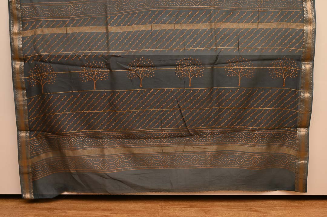 Charcoal Brown Maheshwari Art Silk Saree