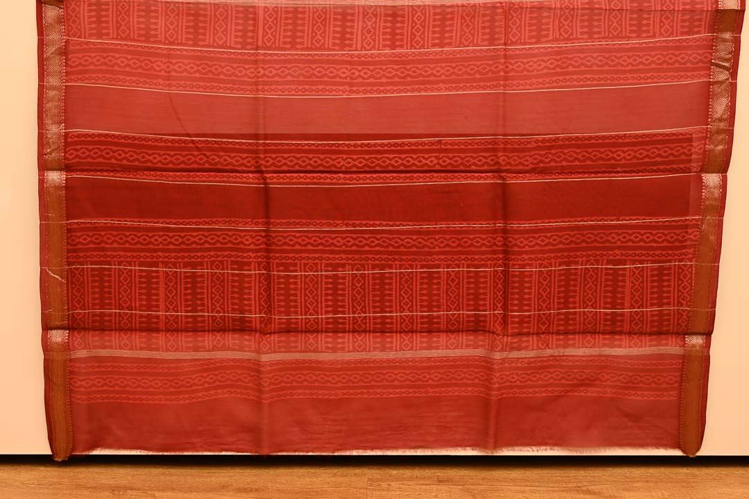 Crimson Red Maheshwari Art Silk Saree