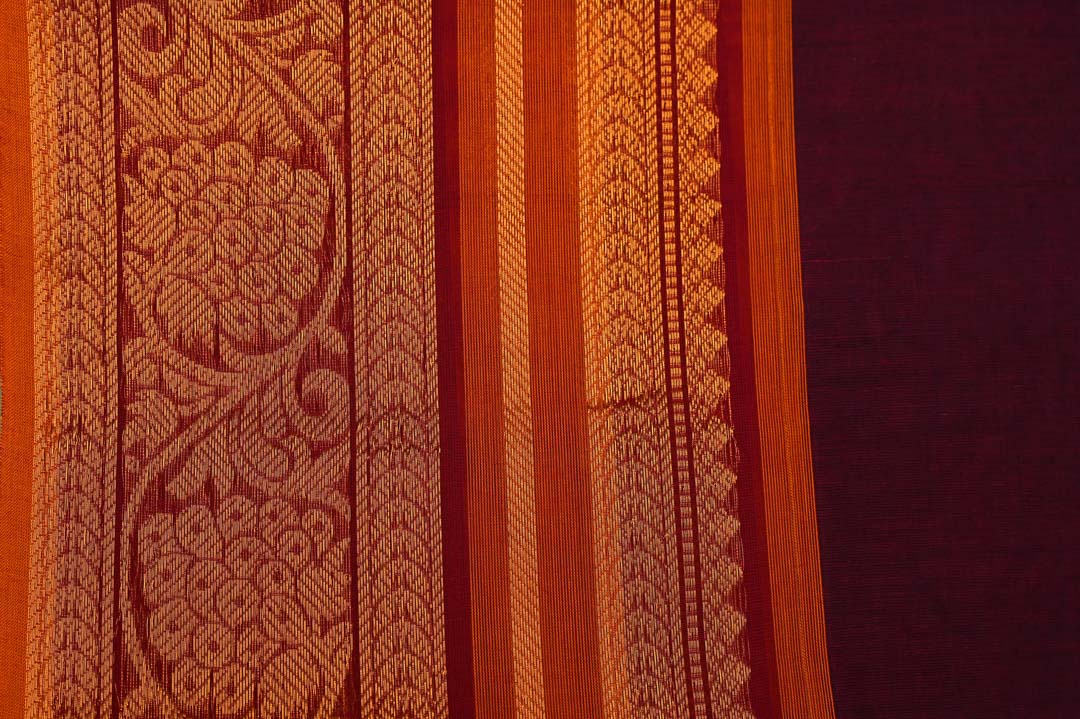 Wine Maroon Chettinad Cotton Saree
