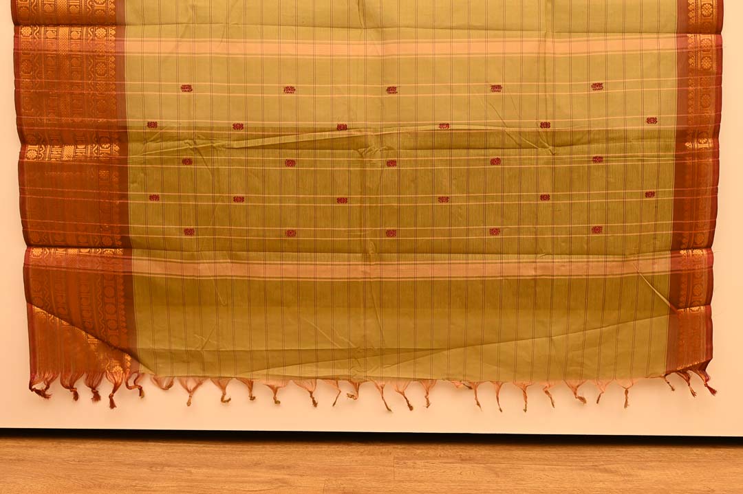 Mustard Green Chettinad Cotton Saree