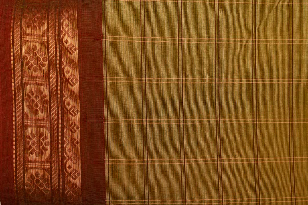 Mustard Green Chettinad Cotton Saree