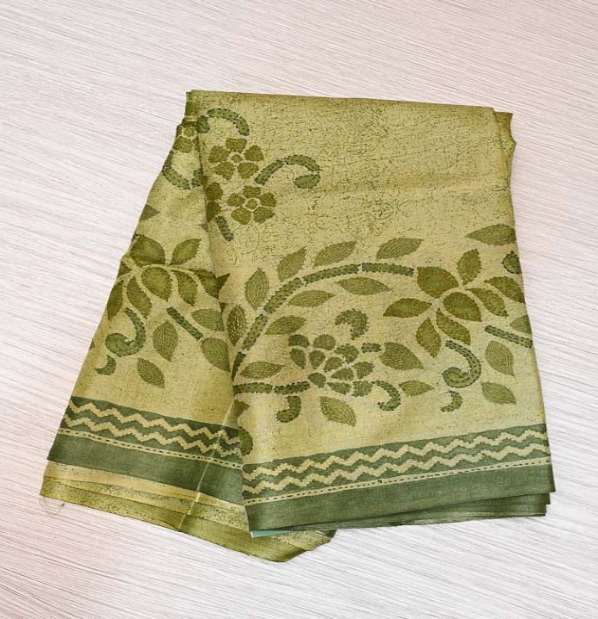 Mehndi Green Pure Tussar Saree
