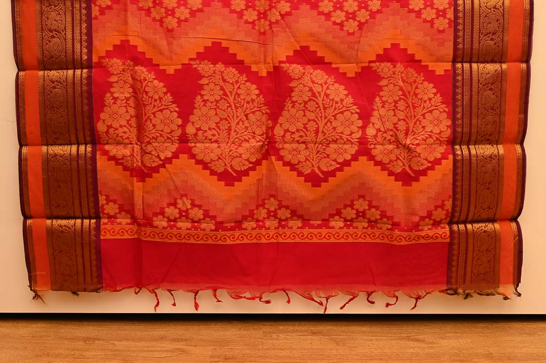 Golden Orange Chettinad Cotton Sarees