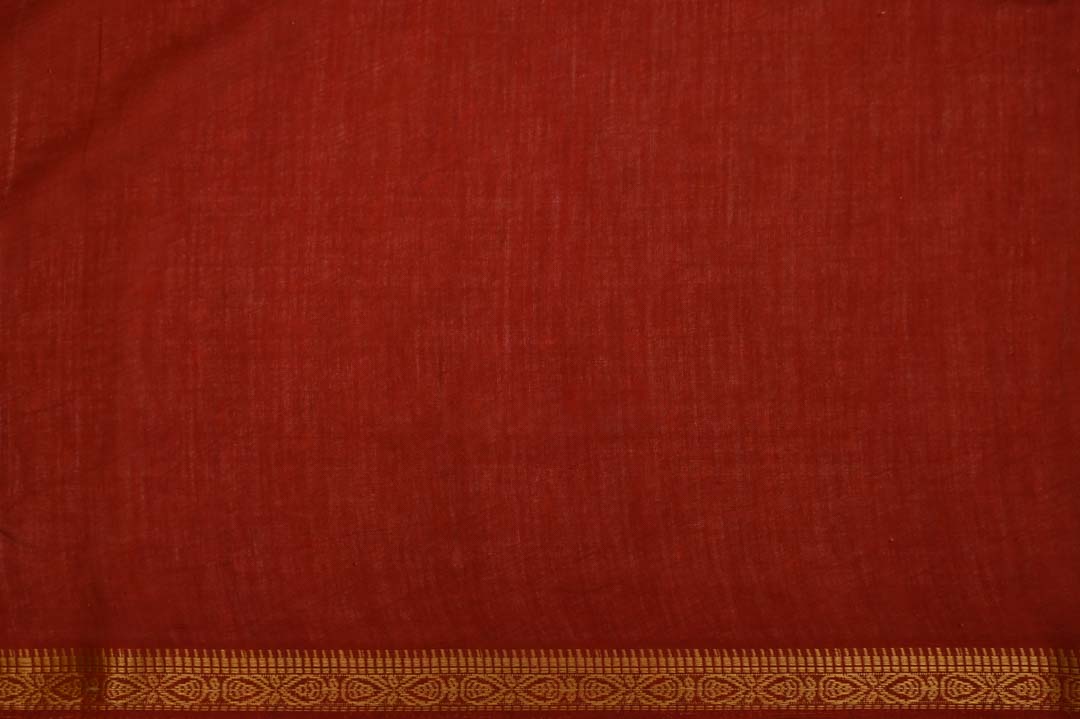 Tomato Red Pure Cotton Saree