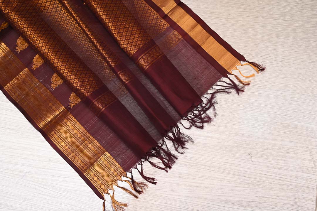 Pure Silk Cotton-DDA017 2 Mambalam Orange Silk Cotton Saree