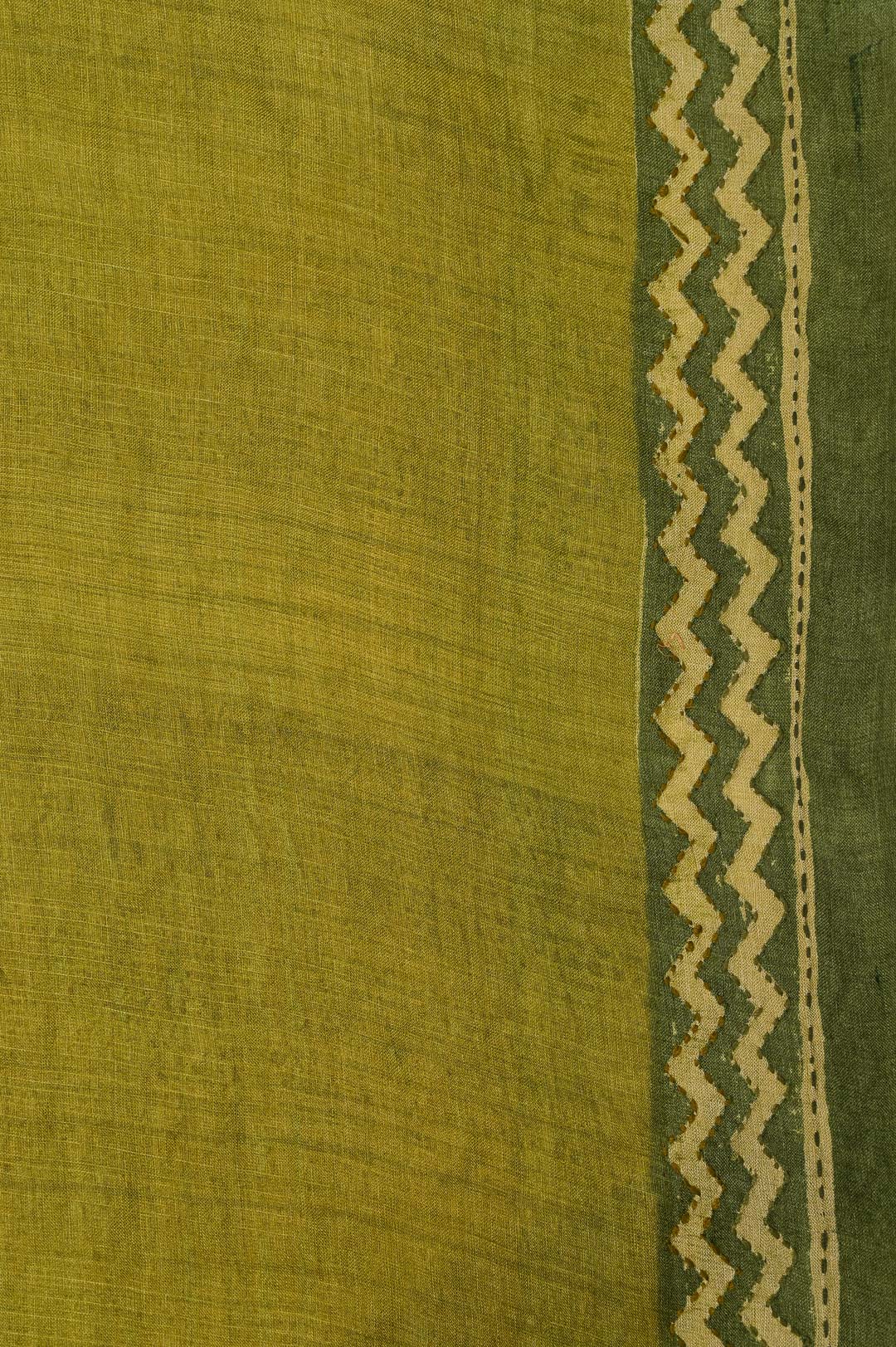 Mehndi Green Pure Tussar Saree