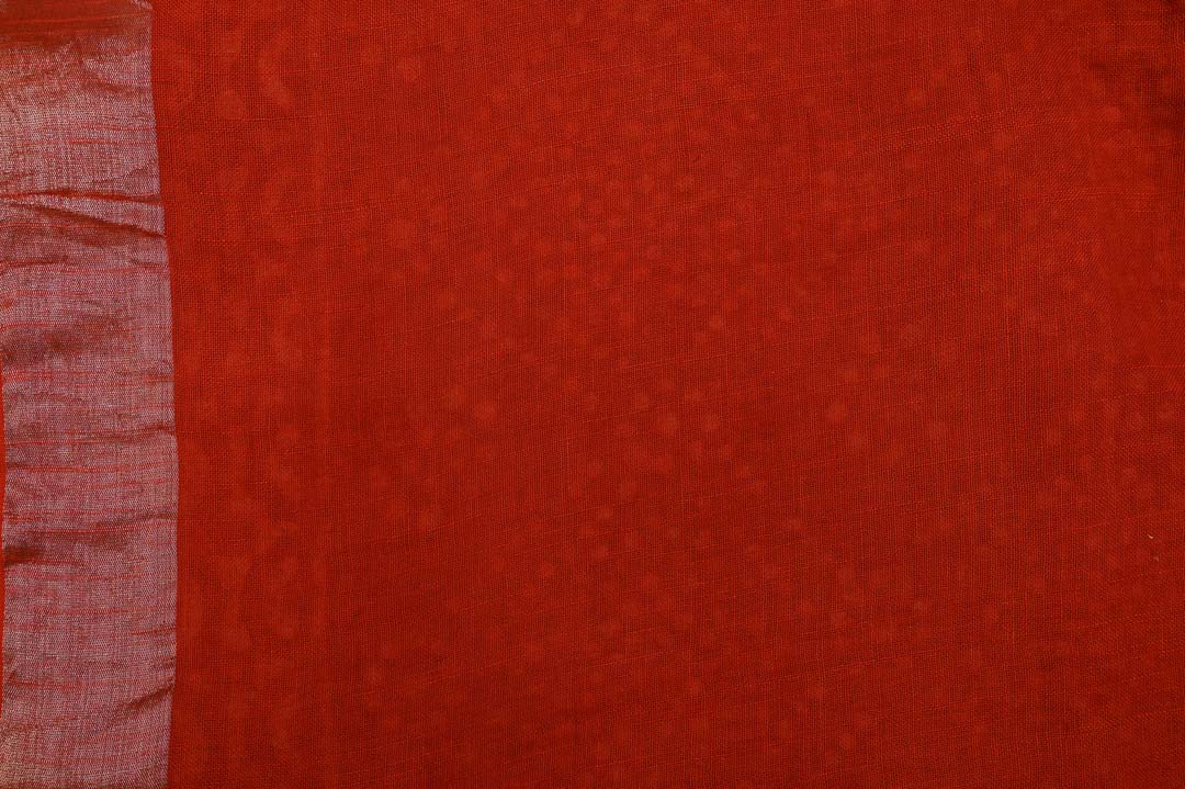 Scarlet Red Linen Saree