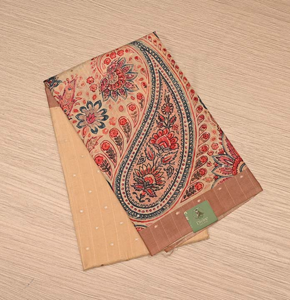 Sandal Beige Semi Tussar Saree