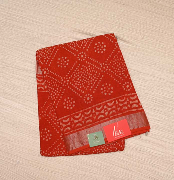 Scarlet Red Linen Saree