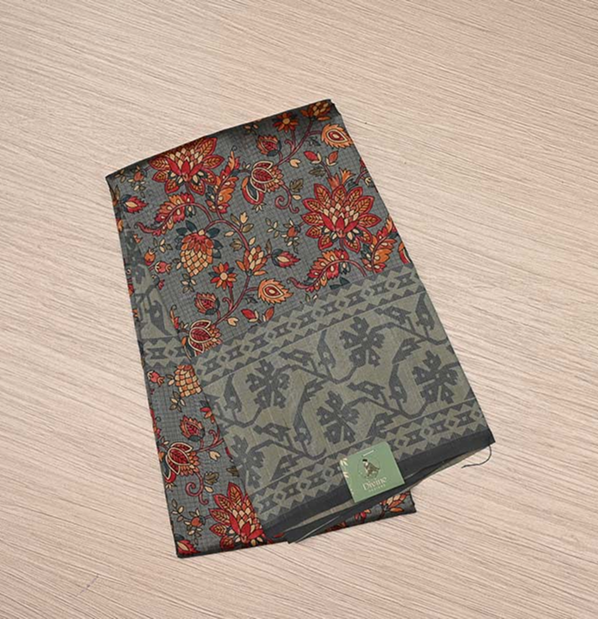 Slate Blue Semi Tussar Saree