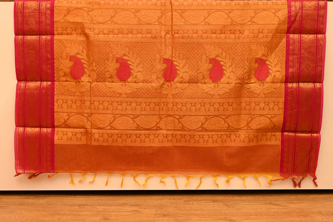 Terracotta Orange Chettinad Cotton Saree