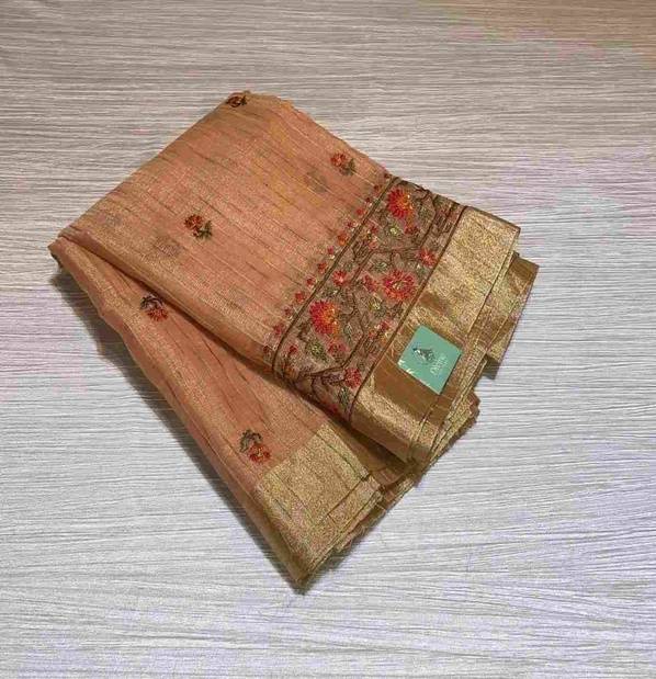 Peach Gold Floral Zari Fancy Saree