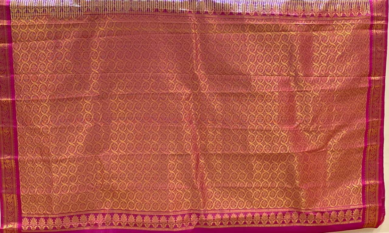 Pink Border with Small Checked Kanchipuram Silk Saree ❤️