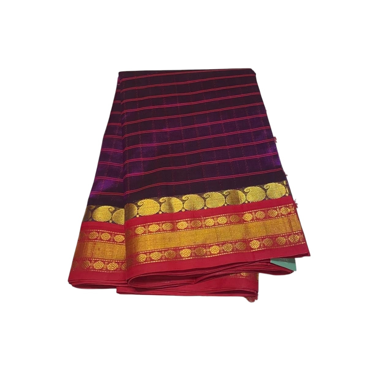 Royal Purple With Gold Zari Border Silk Cotton Saree ❤️