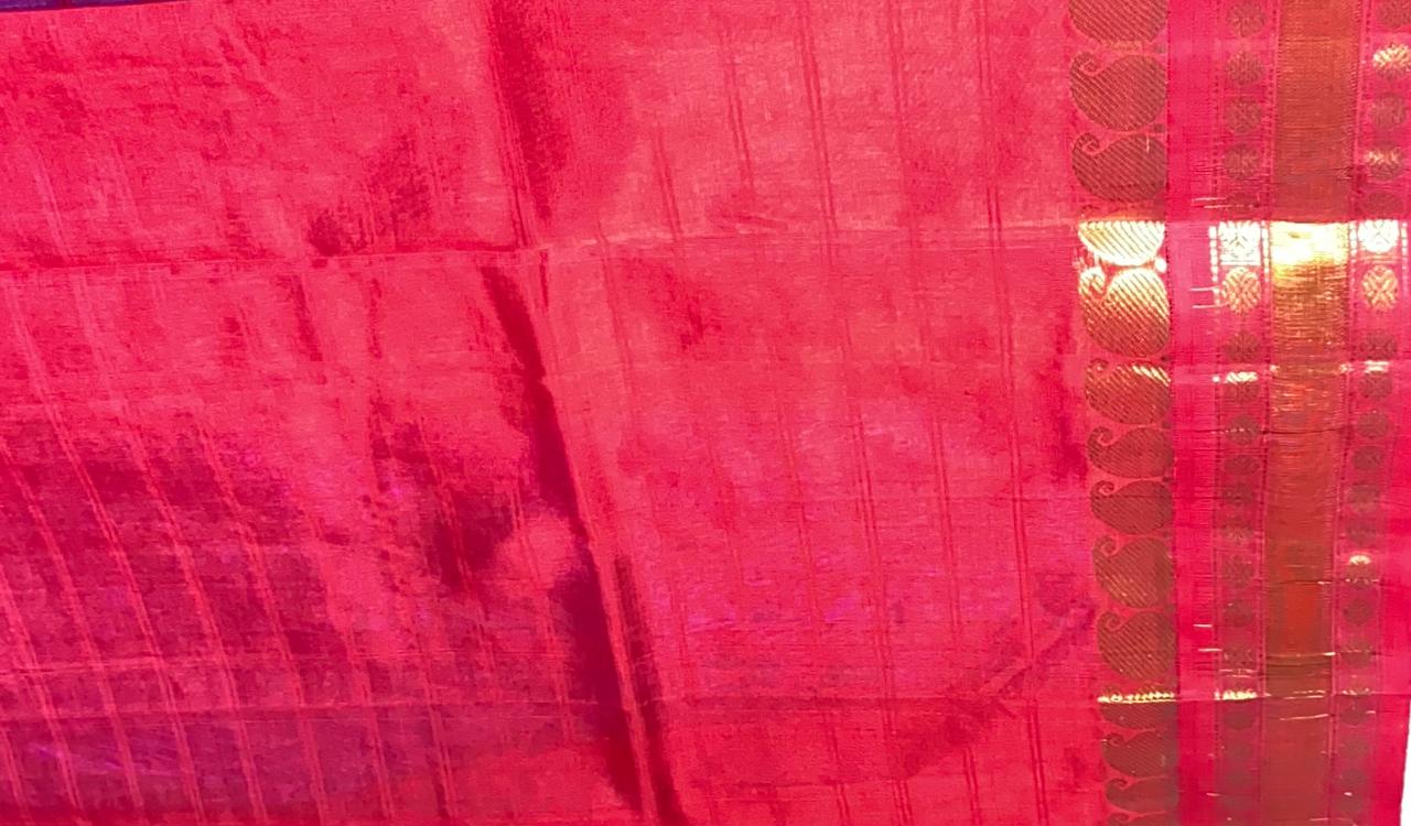Royal Purple With Gold Zari Border Silk Cotton Saree ❤️